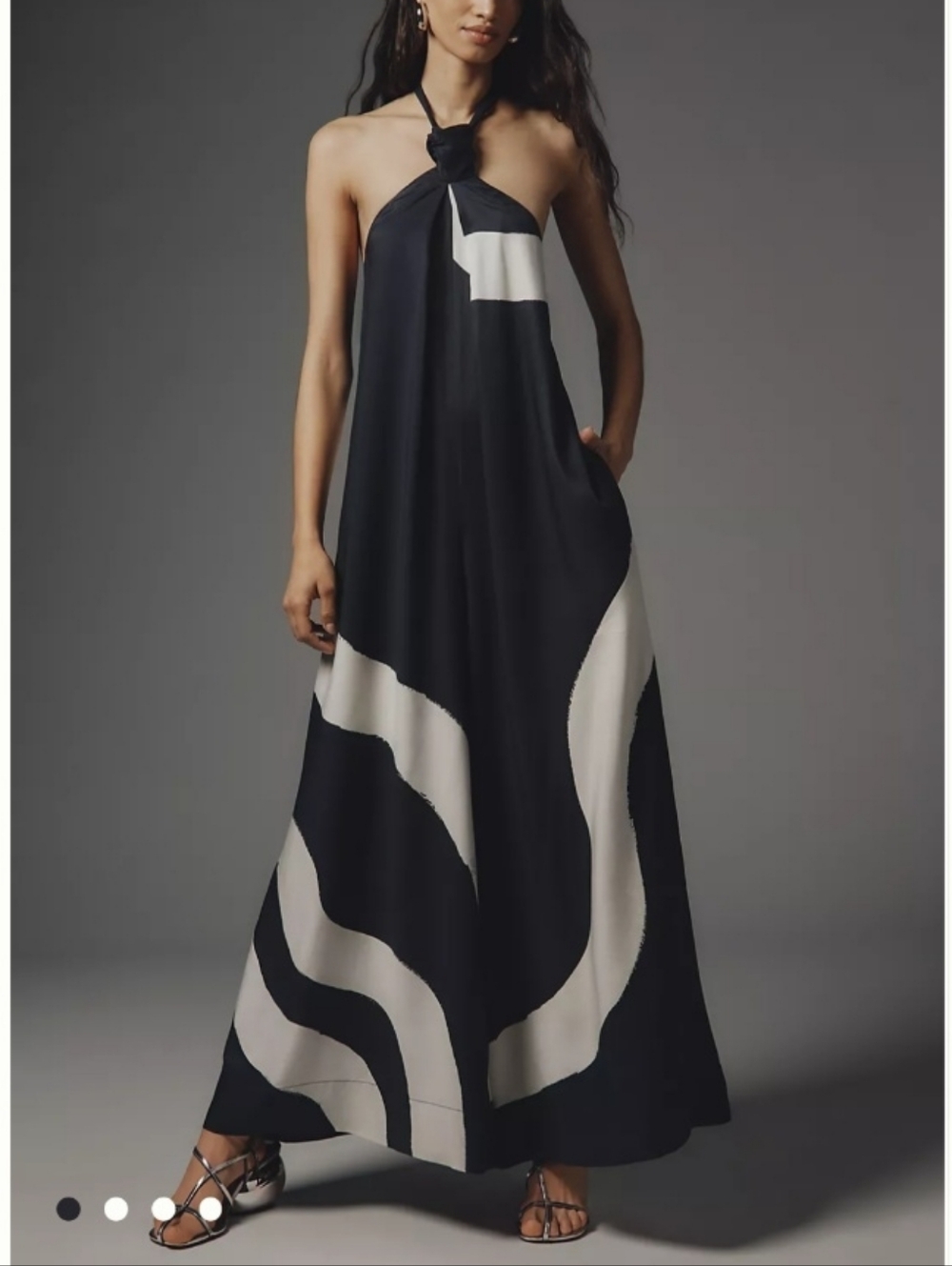 By Anthropologie Waistless tie neck jumpsuit